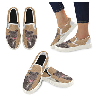 Staffordshire Bull Terrier Lover White Women's Slip-on Canvas Shoes - TeeAmazing