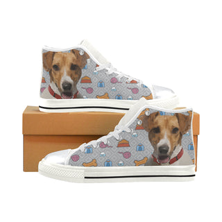 Jack Russell Terrier White High Top Canvas Shoes for Kid - TeeAmazing