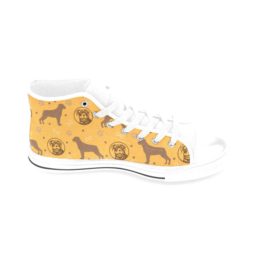 Rottweiler Pattern White Men’s Classic High Top Canvas Shoes /Large Size - TeeAmazing