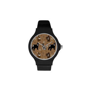Miniature Schnauzer Pattern Unisex Round Plastic Watch - TeeAmazing