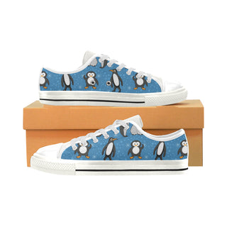Penguin White Low Top Canvas Shoes for Kid - TeeAmazing