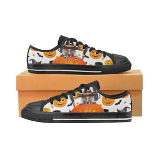 Jack Russell Halloween Black Canvas Women's Shoes/Large Size - TeeAmazing