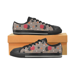 Ping Pong Pattern Black Low Top Canvas Shoes for Kid - TeeAmazing