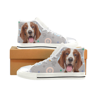 Welsh Springer Spaniel Dog White High Top Canvas Women's Shoes/Large Size - TeeAmazing