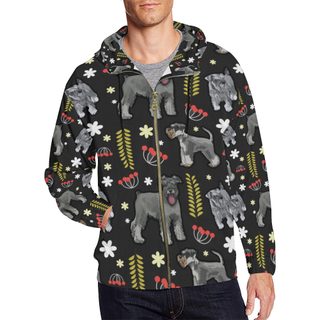 Miniature Schnauzer Flower All Over Print Full Zip Hoodie for Men (Model H14) - TeeAmazing