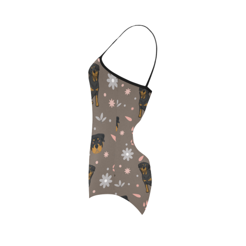 Rottweiler Flower Strap Swimsuit ( Model S05) - TeeAmazing