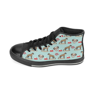Boxer Pattern Black High Top Canvas Shoes for Kid - TeeAmazing
