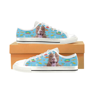 Pit bull White Low Top Canvas Shoes for Kid - TeeAmazing