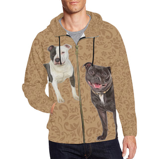 Staffordshire Bull Terrier Lover All Over Print Full Zip Hoodie for Men - TeeAmazing