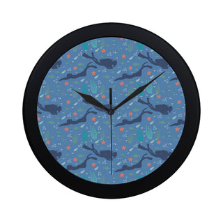 Scuba Diving Pattern Black Circular Plastic Wall clock - TeeAmazing