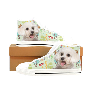 Maltipoo White Men’s Classic High Top Canvas Shoes /Large Size - TeeAmazing