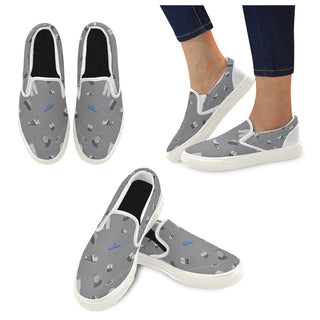 Fencing Pattern White Women's Slip-on Canvas Shoes - TeeAmazing