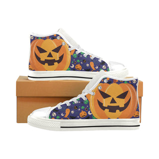 Pumpkin Halloween White Men’s Classic High Top Canvas Shoes - TeeAmazing