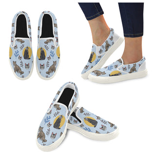 American Shorthair White Women's Slip-on Canvas Shoes - TeeAmazing