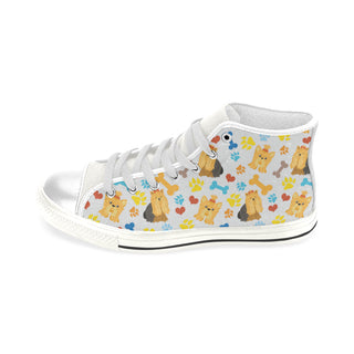 Shih Tzu Pattern White Men’s Classic High Top Canvas Shoes - TeeAmazing