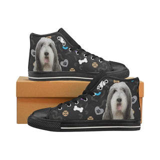 Bearded Collie Dog Black High Top Canvas Women's Shoes/Large Size - TeeAmazing