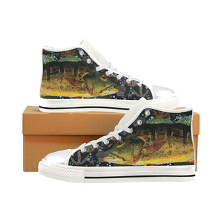 Fish White High Top Canvas Shoes for Kid - TeeAmazing