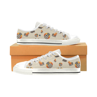 Hockey Pattern White Low Top Canvas Shoes for Kid - TeeAmazing