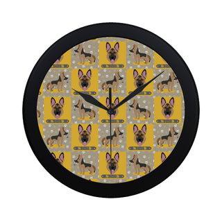 German Shepherd Pattern Black Circular Plastic Wall clock - TeeAmazing
