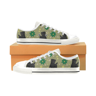 Affenpinschers Flower White Low Top Canvas Shoes for Kid (Model 018) - TeeAmazing