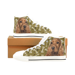 Cocker Spaniel Dog White Men’s Classic High Top Canvas Shoes /Large Size - TeeAmazing