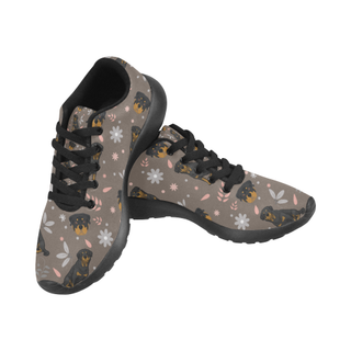 Rottweiler Flower Black Men's Running Shoes/Large Size (Model 020) - TeeAmazing