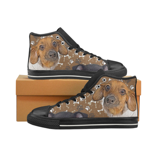 Chiweenie Pattern Black High Top Canvas Women's Shoes/Large Size (Model 017) - TeeAmazing