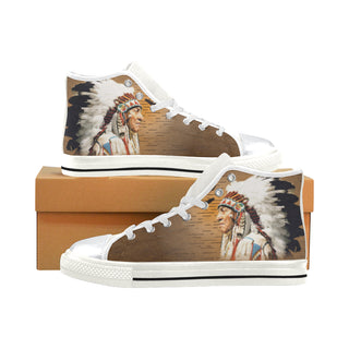 Native American White High Top Canvas Shoes for Kid - TeeAmazing