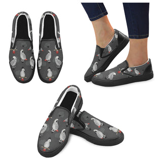 African Greys Black Women's Slip-on Canvas Shoes - TeeAmazing