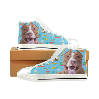 Pit bull White High Top Canvas Shoes for Kid - TeeAmazing