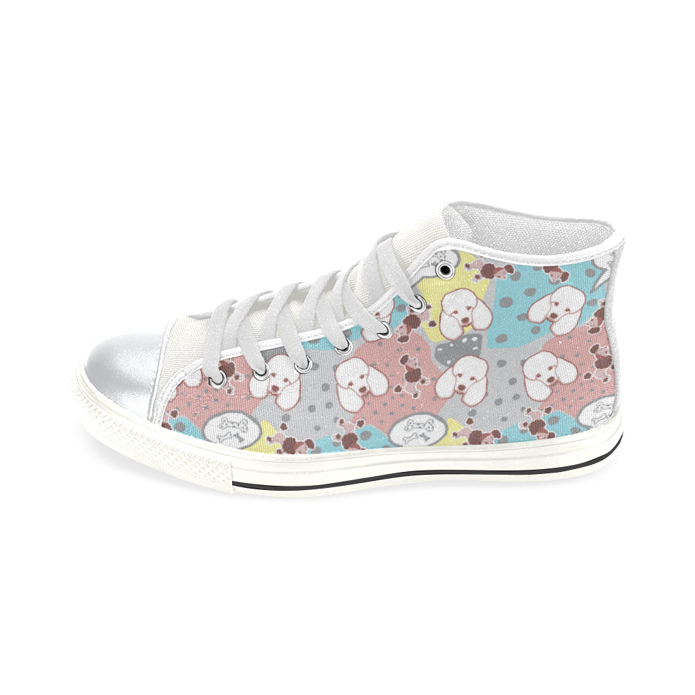 Poodle Pattern White High Top Canvas Shoes for Kid - TeeAmazing
