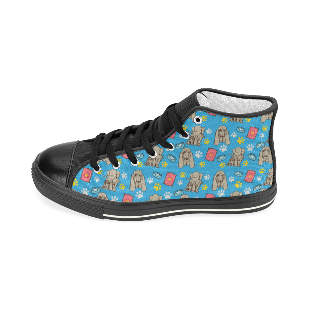 Bloodhound Pattern Black Men’s Classic High Top Canvas Shoes - TeeAmazing