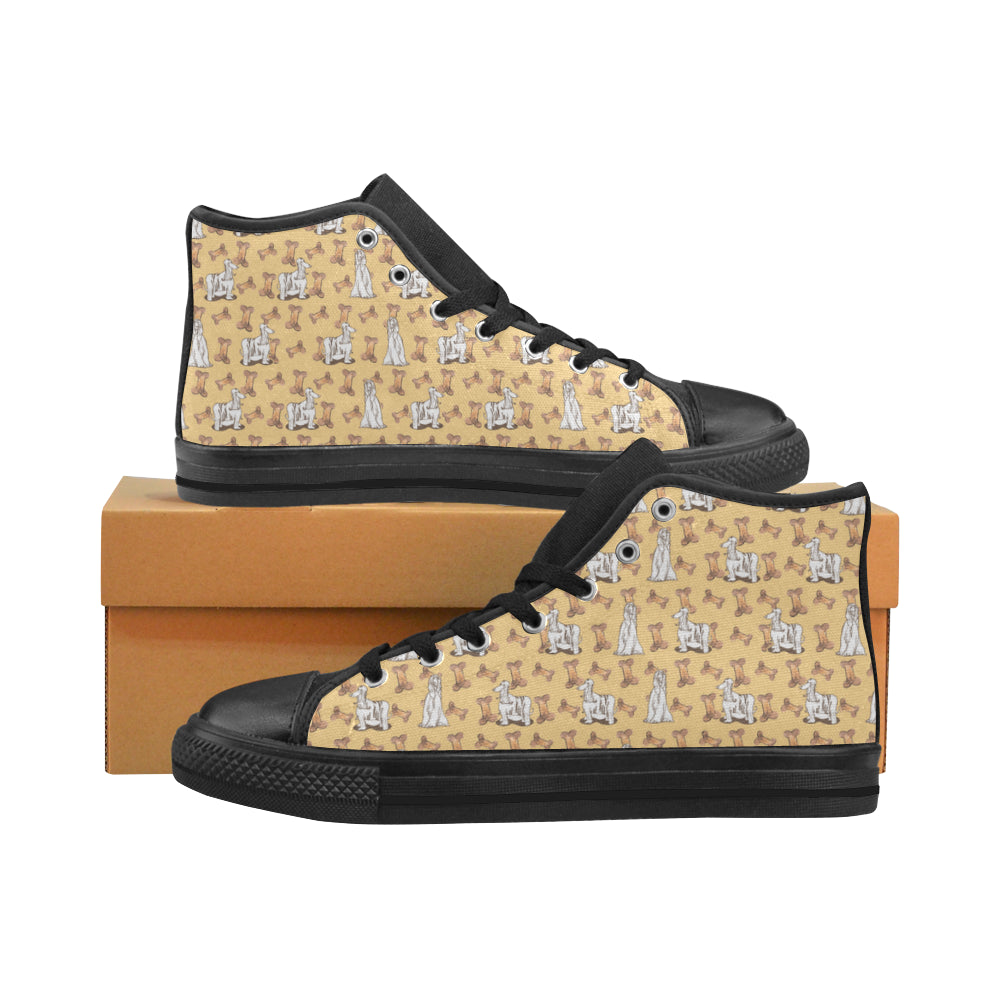 Afghan Hound Pattern Black Men’s Classic High Top Canvas Shoes - TeeAmazing