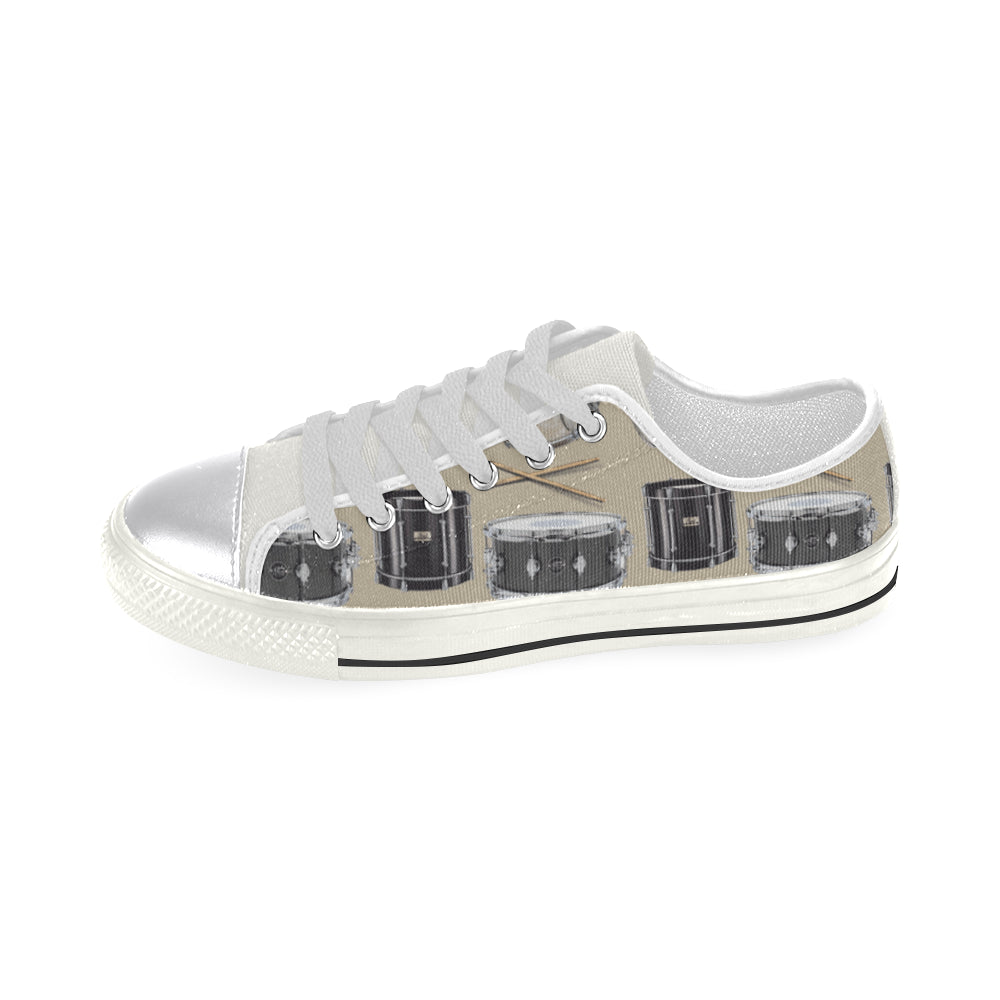 Drum Pattern White Women's Classic Canvas Shoes - TeeAmazing