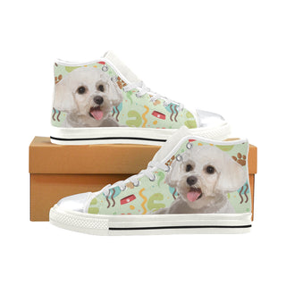 Maltipoo White High Top Canvas Shoes for Kid - TeeAmazing