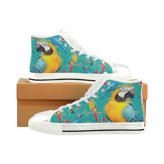 Parrot White High Top Canvas Shoes for Kid - TeeAmazing