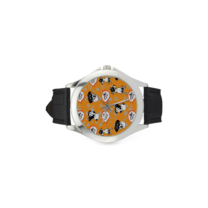 Jack Russell Terrier Pattern Women's Classic Leather Strap Watch - TeeAmazing