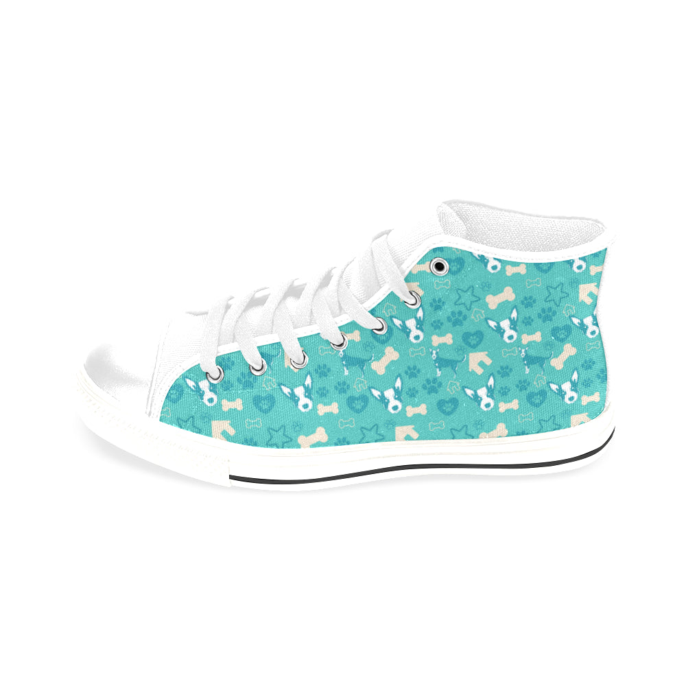 Australian Cattle Dog Pattern White Men’s Classic High Top Canvas Shoes /Large Size - TeeAmazing