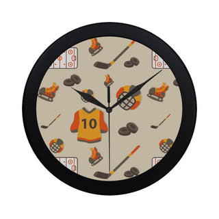 Hockey Pattern Black Circular Plastic Wall clock - TeeAmazing