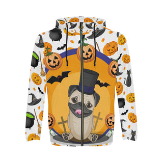 Pug Halloween V3 All Over Print Full Zip Hoodie for Men - TeeAmazing