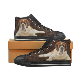 St. Bernard Lover Black Men’s Classic High Top Canvas Shoes - TeeAmazing