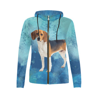 Beagle V2 All Over Print Full Zip Hoodie for Women - TeeAmazing