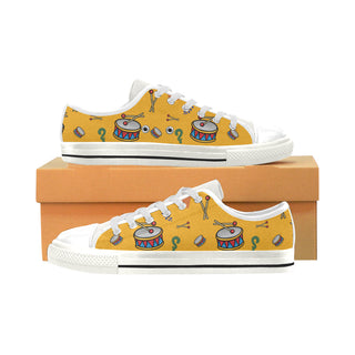 Bass Drum Pattern White Low Top Canvas Shoes for Kid - TeeAmazing