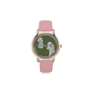 Poodle Lover Women's Rose Gold Leather Strap Watch - TeeAmazing