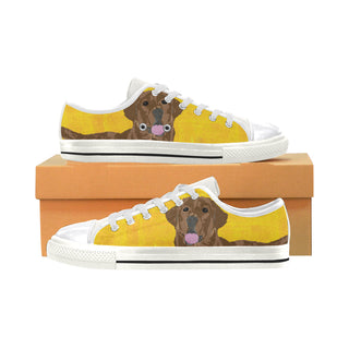 Chocolate Labrador White Canvas Women's Shoes/Large Size - TeeAmazing