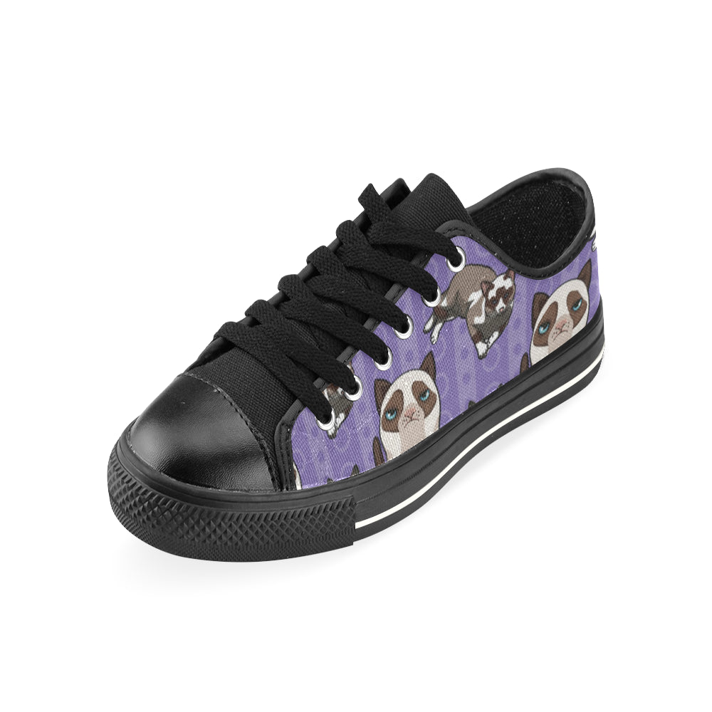 Snowshoe Cat Black Canvas Women's Shoes/Large Size - TeeAmazing
