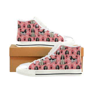 English Springer Spaniels White High Top Canvas Women's Shoes/Large Size - TeeAmazing