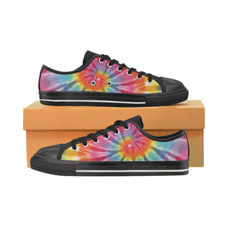 Tie Dye Black Low Top Canvas Shoes for Kid - TeeAmazing