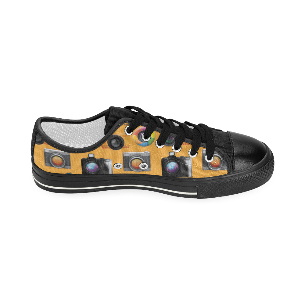 Photography Camera Black Women's Classic Canvas Shoes - TeeAmazing