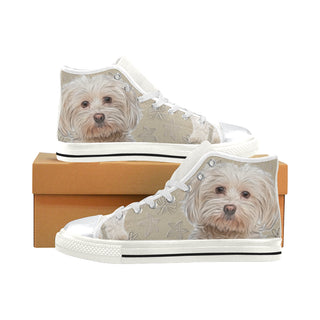 Maltese Lover White High Top Canvas Shoes for Kid - TeeAmazing